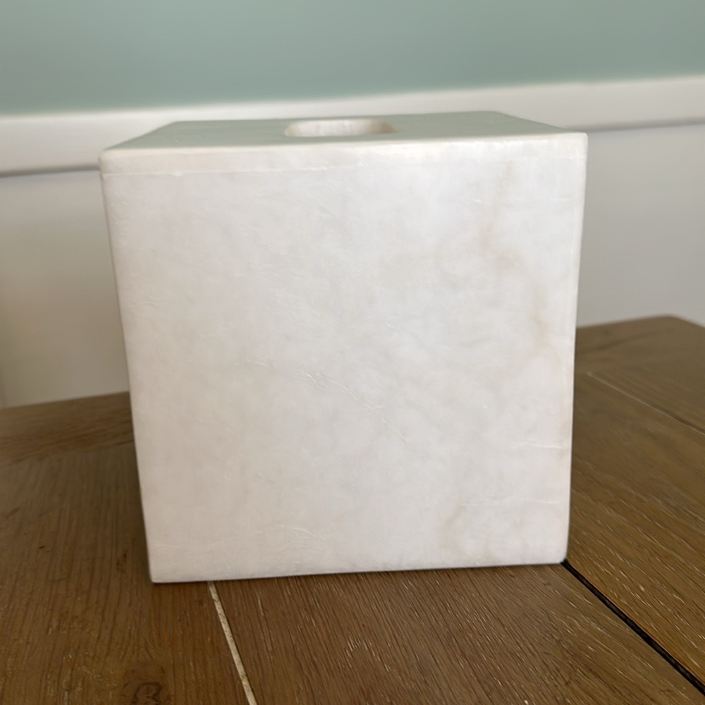 Genuine white alabaster marble stone tissue cover box vanity bathroom guest room - Picture 5 of 9